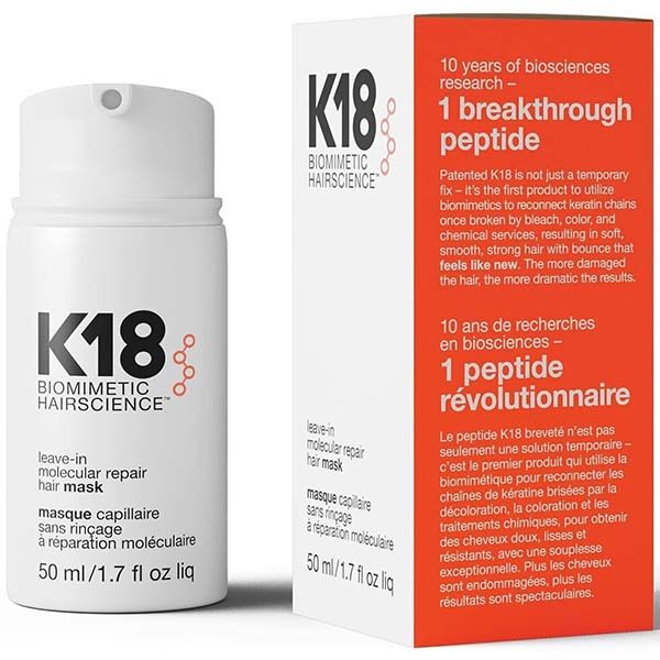 

k18 leave-in k18 molecular repair k18 repair hair mask to damage from bleach leave-in repair 50ml