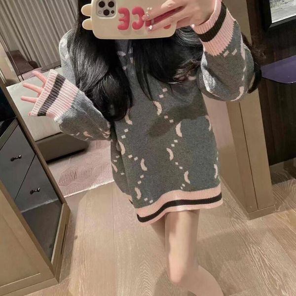 

now fall designer women sweater high-end fashion luxury g letter printed jacquard round neck pullover sweater, White;black