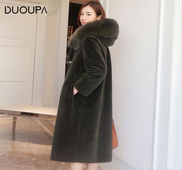 

duopa winter fashion woman039s coat women sheepskin coat women039s fur real wool sheepskin shearling real fur hooded5240014, Black