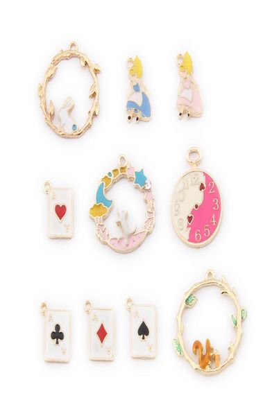 

100pcs diy accessories enamel clock squirrel alice in wonderland bunny charms delicate kc golden series earrings bracelet pendant7889918, Bronze;silver