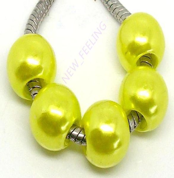 

200pcslot beautiful acrylic yellow pimitation pearl charms for jewelry making loose european big hole beads fit european bracelet9979394, Black