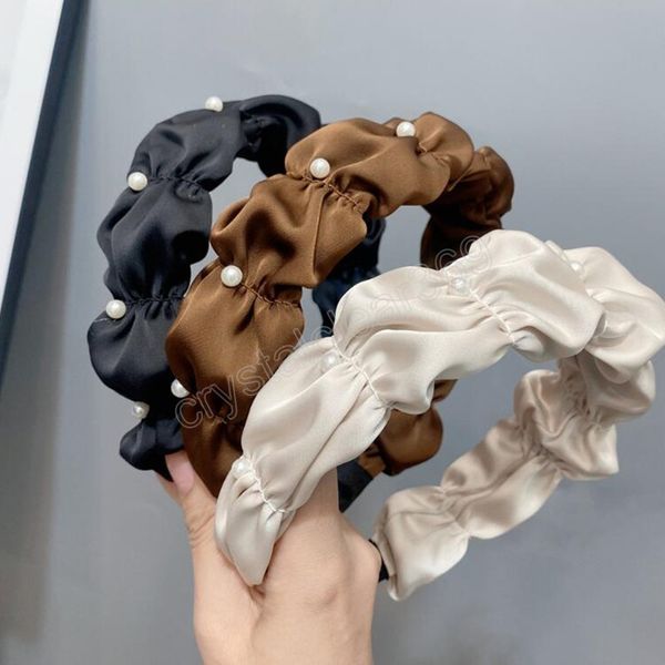 

new fashion headwear solid color headband fresh color turban autumn hairband for hair accessories, Slivery;white