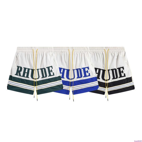 

nrn1 men's shorts 2023 american fashion brand rhude letter printing hip hop high street casual quick dry 5/4, White;black