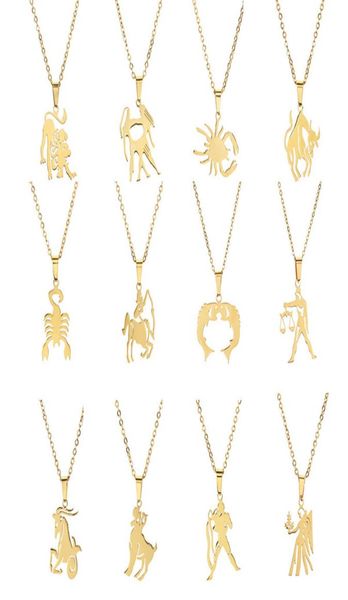 

animal 12 zodiac necklace stainless steel sign animal pendant necklaces for women fashion jewelry will and sandy gift4760278, Silver