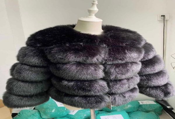 

edc8 s3xl faux fur women 2022 winter fashion pink fur coat elegant thick warm outerwear fake woman jacket6079654, Black