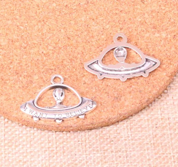 

48pcs charms alien et believe spaceship 2330mm antique making pendant fitvintage tibetan silverdiy handmade jewelry4229490, Bronze;silver