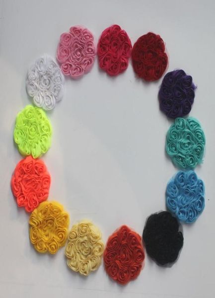 

10y100pcs 3quot chiffon fabric rose flower trim for clothingchiffon roses flower lace for dresseschiffon flowers for baby hai5137525, Slivery;white