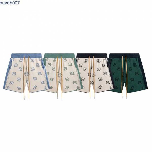 

jzwt men's shorts rhude ethnic cashew jacquard knitted wool casual shorts for men women's american high street capris, White;black