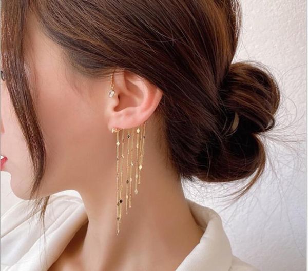 

round fashion luxury ear cuff female tassel diamond design party earrings shiny jewelry gift for lover without fading7135899, Silver