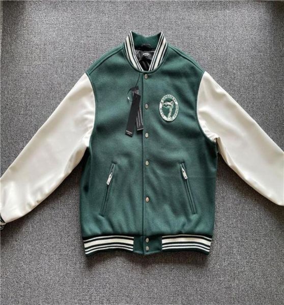 

men039s jackets green owners club college embroidered logo coats varsity bomber4065129, Black;brown