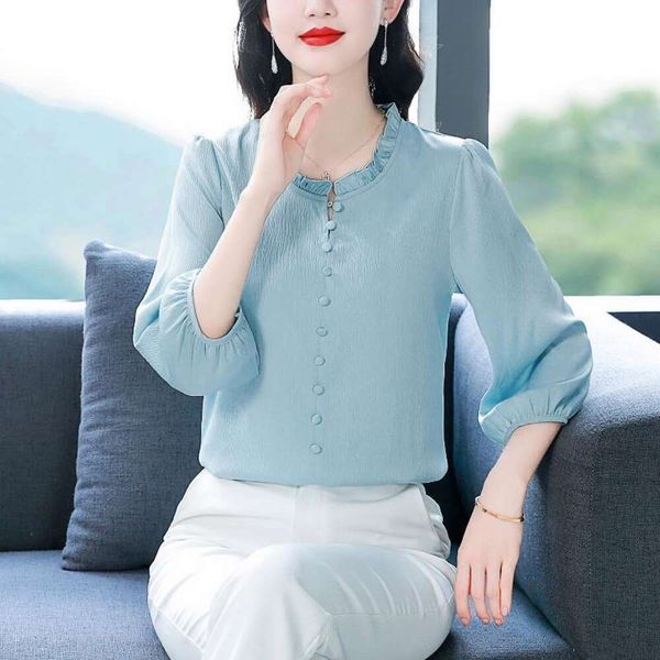 

imitation silk shirt style refreshing t womens all match loose belly, White