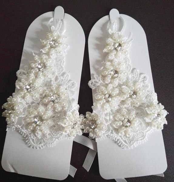 

sparkling ivory bridal gloves beads crystal pearls wedding bridal gloves wedding accessories real pictures6198739, White