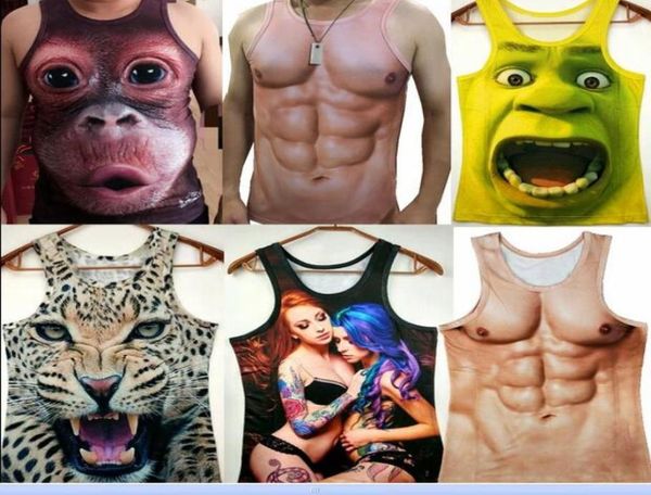 

new women men tank personality statue of liberty skull graffiti 3d print mesh breathable casual vest4963406, White;black