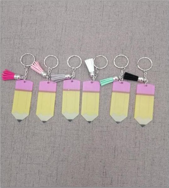 

creative teachers day fashion acrylic pencil keychain personalize with small tassel keyring festival party gift8564725, Blue
