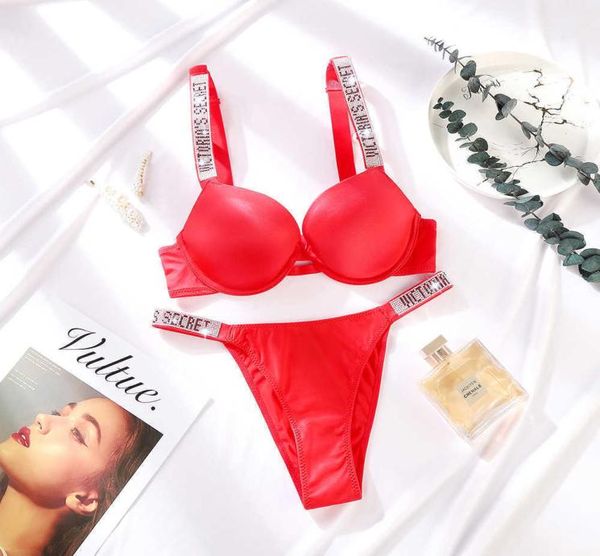 

rhine underwear vs women set brand design lingerie set seamless push up briefs bra sets plus size red pink bra y09116708181, Red;black
