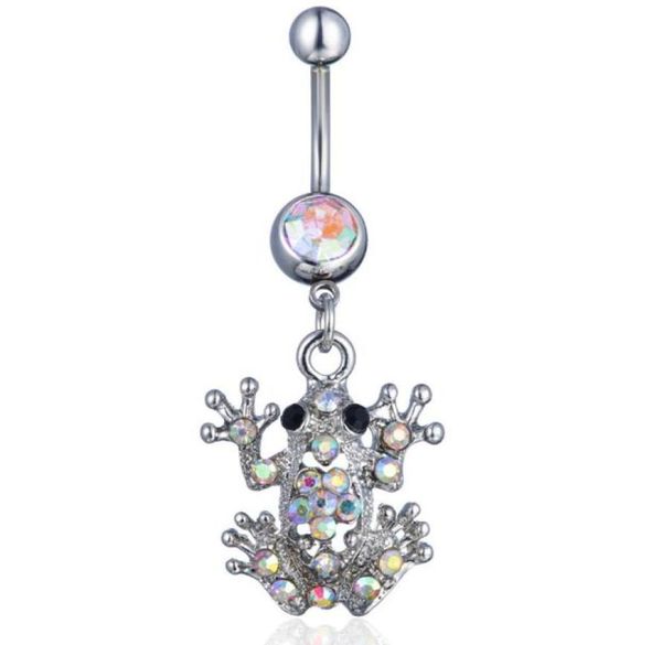

navel bell button rings d0727 frog clear ab color belly ring drop delivery jewelry body dhgarden dhjsf1099413, Silver