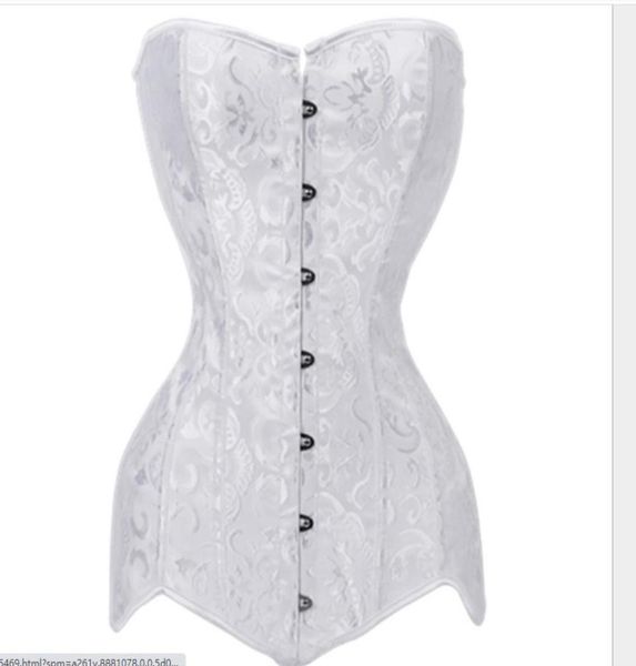 

plus size corset double 26 steel boned corset overbust long torso bustiers waist trainer corsets shapewear cincher corselet19348737, Black;white