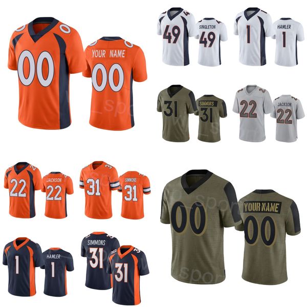 

team football 22 kareem jackson jersey 31 justin simmons 85 albert okwuegbunam 1 k j hamler 49 alex singleton 47 josey jewell vapor untoucha, Black;red