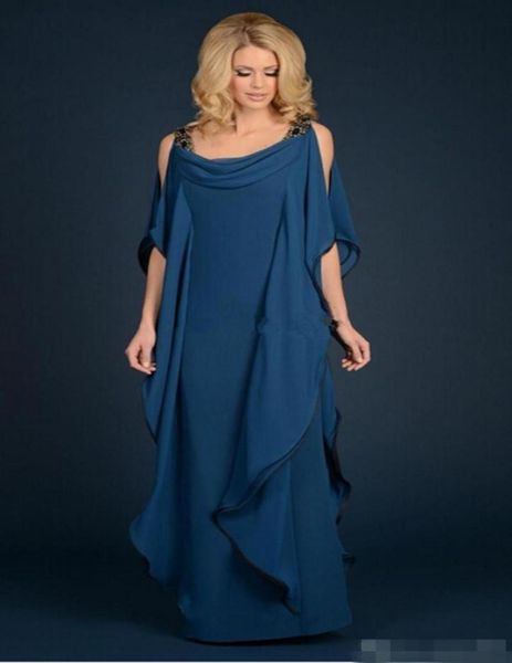 

new champagne navy blue mother of the bride dresses chiffon pants suit wedding plus size beaded ruffles flowing sheath floor lengt6613489, Black;red