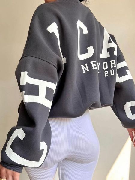 

women's hoodies sweatshirts combhasaki women y2k grunge loose pullover sweatshirts letter print casual thickened long sleeve autumn ho, Black