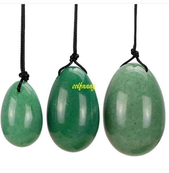 

3pcs natural green aventurine jade egg for kegel exercise pelvic floor muscle vaginal exerciser drilled yoni egg ben wa ball3485946