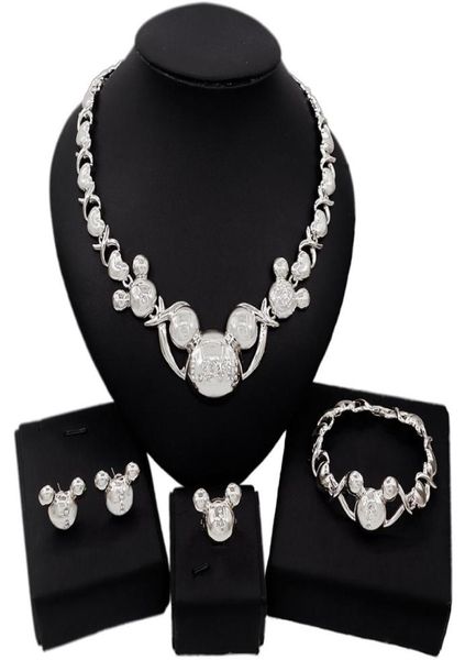 

yulaili whole xoxo jewelry sets girl christmas gift cute necklace stud eearrings bracelet ring women crystal jewelery set6363286, Black