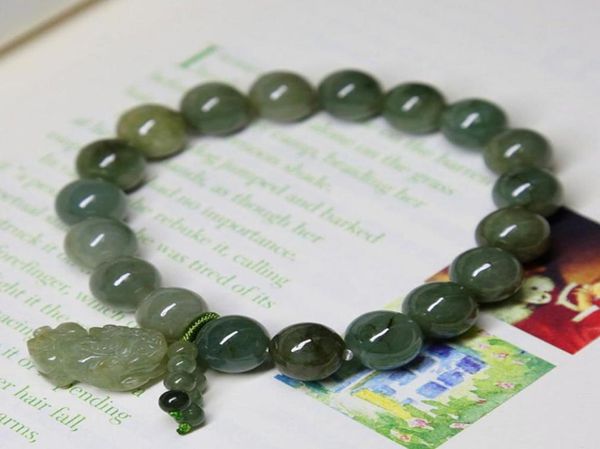 

trendy natural 10mm jadeite bracelet oilgreen pixiu men and women charm bracelets diy beads accessories birthday gift whole74394867765381, Golden;silver