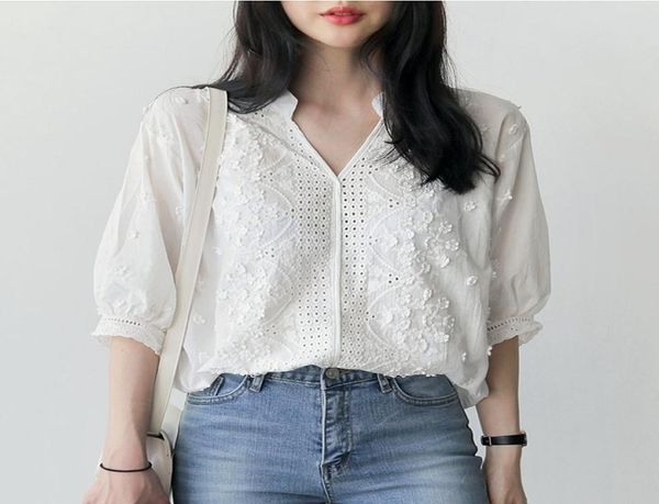 

bethquenoy embroidery blouse white shirts women clothes plus size cotton camisas blusas mujer de moda chemisier femme 2103204444257