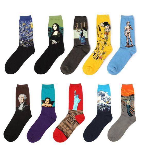 

menwomen 3d retro gogh oil painting art socks funny cotton patterned starry night in tube socks for women5004590, Black;white