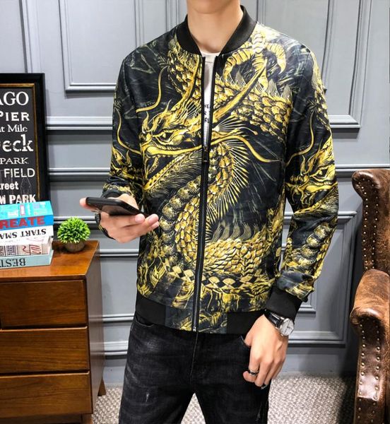

streetwear dragon print vintage jacket coat mens jackets jaqueta masculina chinese style hip hop bomber jacket men clothing 20193153784, Black;brown