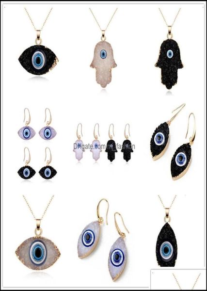 

pendant necklaces pendants jewelry simple evil eye druzy drusy earrings necklace women resin imitation natural sto dhjng1322712, Silver