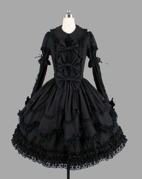 

theme costume customized classic black cotton lolita dresses long sleeve with removable layered cosplay costume for girl5354728, Black;red