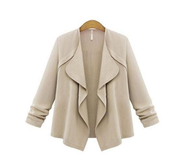 

2018 autumn asymmetric ruffles jackets women overcoats cardigans coats female fashion solid basic jackets plus size 5xl53791167963272, Black;brown