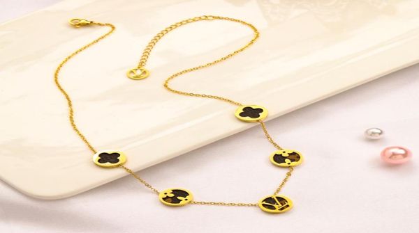 

never fading 14k gold plated luxury brand designer letter round pendants necklaces stainless steel choker pendant necklace beads c2726752, Silver