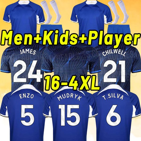 

2023 2024 player version cfc sterling soccer jerseys cucurella 23 24 mount football shirt kante pulisic havertz koulibaly men jersey uniform, Black;yellow