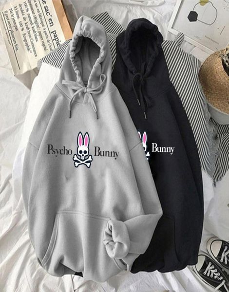 

women s hoodies sweatshirts psycho skeleton bunny letters print sport design drawstring hoodie harajuku hooded hoody streetwe8198471, Black
