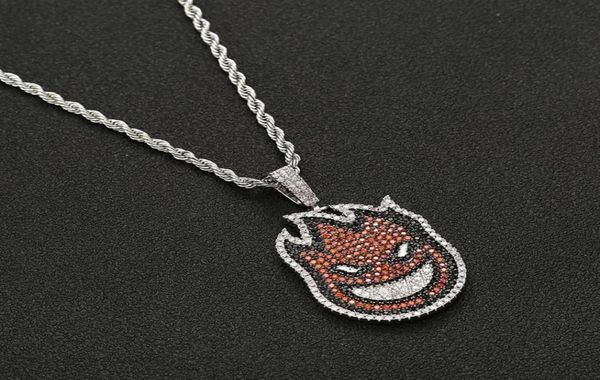 

iced out spitfire pendant necklace gold color with rope chain red cubic zircon men hip hop rock jewelry21316689482, Silver
