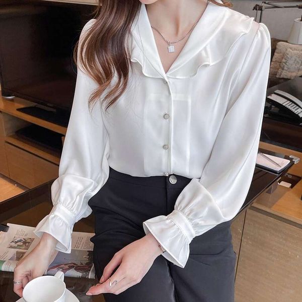 

autumn design niche chiffon white shirt womens long sleeved professional clothing
