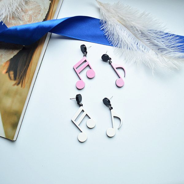 

personalized exaggerated acrylic note earrings personalized hip-hop nightclub dj trendy street clap earrings big earrings, Silver