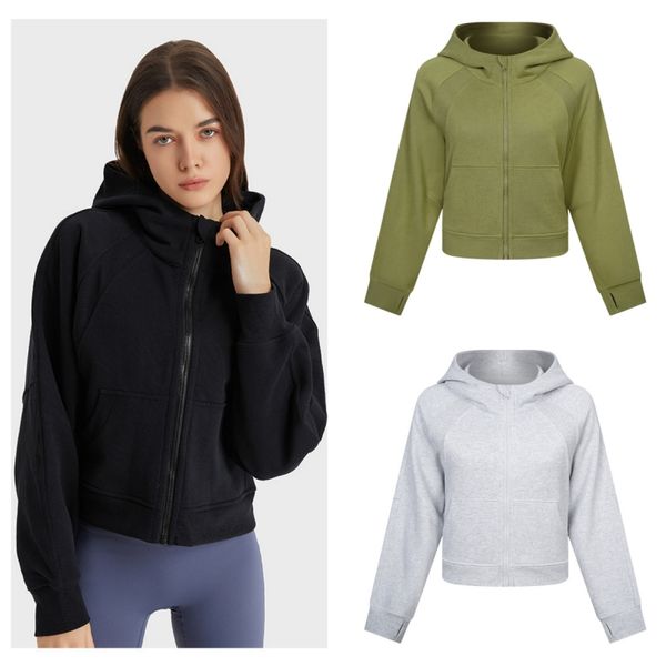 

yoga sweatshirt, zippered hoodie, outdoor casual sweater, sportswear, women's fitness loose fitting thick jacket