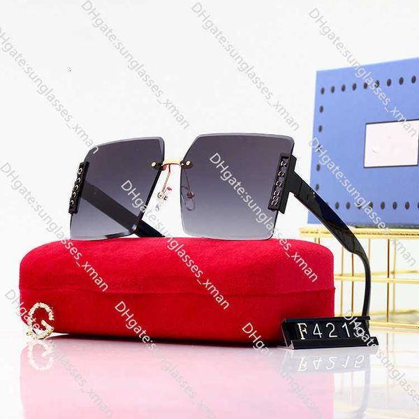 

fashion designer cool sunglasses new 2023 frameless sunglasses women's cut edge square gradient glasses 2070v, Black
