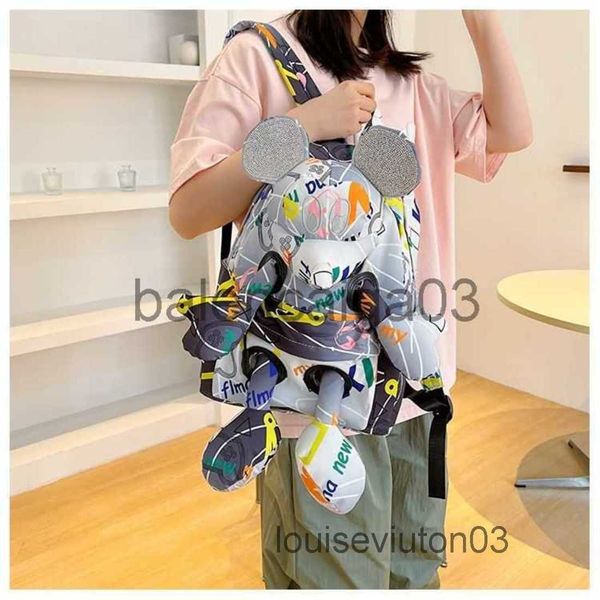 

designer cute mouse bag lapstudent backpack tote shoulder micke bag handbag mens woman fashion luxurious gray waterproof oxford fabric trave