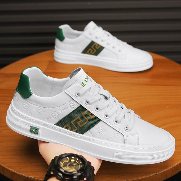 

dress shoes brand for men genuine leather casual spring trend print flat skateboard street cool lace up sneakers 230814, Black