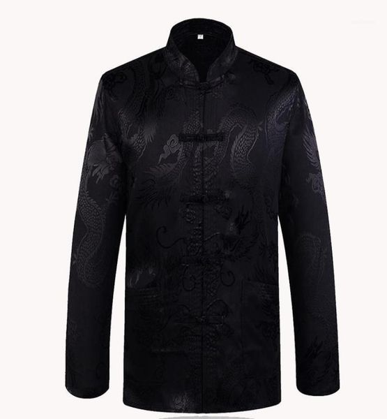 

men039s jackets brand arrival black chinese traditional satin mandarin collar dragon silk tang suit clothing jacket coat18453134, Black;brown
