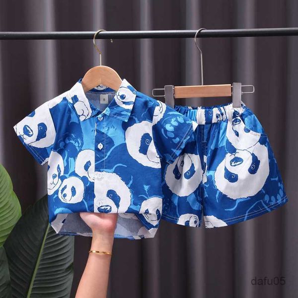 

clothing sets toddler baby boys set summer cartoon panda t-shirt+shorts cartoon cotton children outfits clothing 1-4y kids clothes tracksuit, White