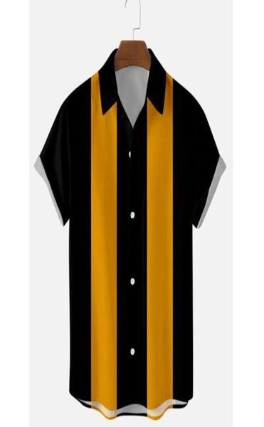 

men039s casual shirts 2021 summer light bowling men vertical striped printed lapel short sleeve blouse button up shirt7852654, White;black