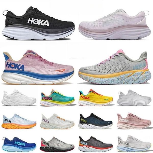 

hoka running shoes bondi 8 one one clifton 9 athletic men women black triple white absorbing road trainers samber