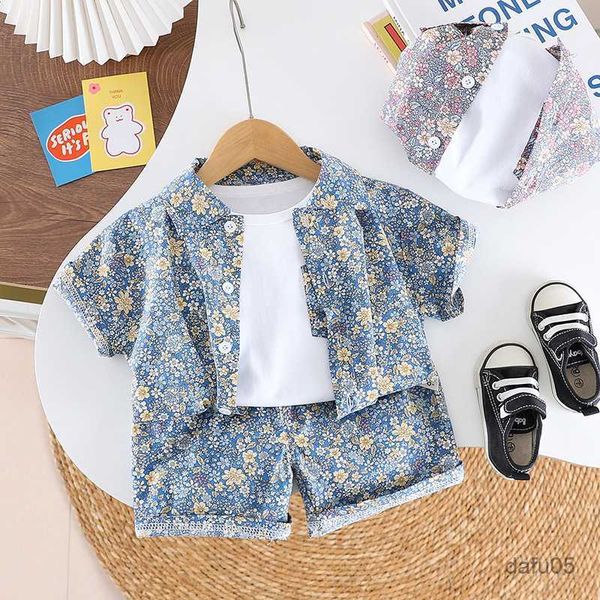 

clothing sets new summer children fashion clothing boy girl casual clothes print shorts 3pcs/sets kids infant casual clothes toddler tracksu, White
