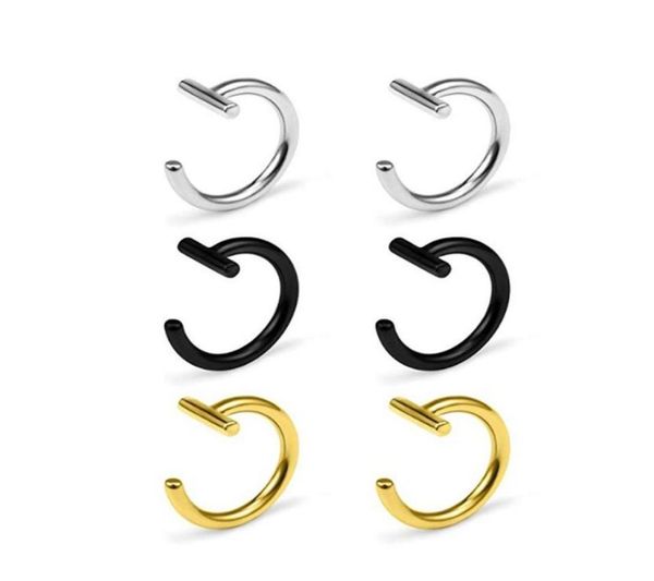 

trendy titanium steel punk clip on fake piercing nose wrap lip rings nose ring women body jewelry 56 d32386017, Silver