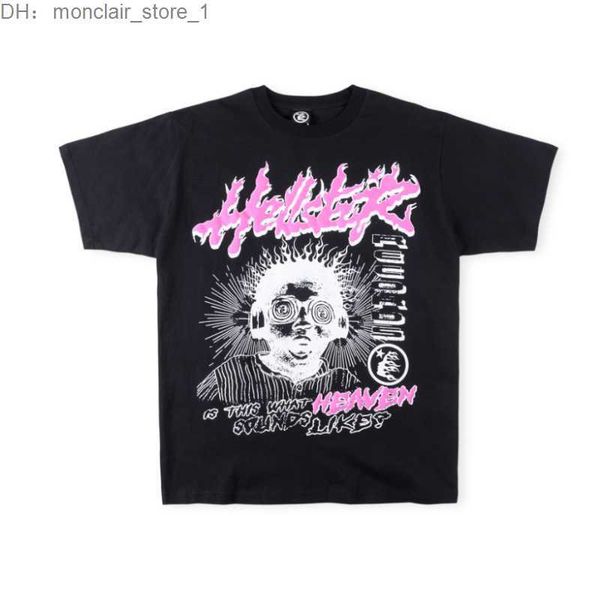 

hellstar short t-shirts men's 100% cotton men t-shirt graphic tees women oversize white black loose tee qz7q